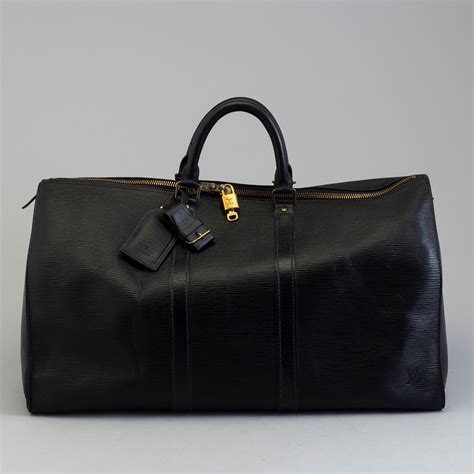 louis vuitton keepall 50 - black epi noir leather|keepall 50 with shoulder strap.